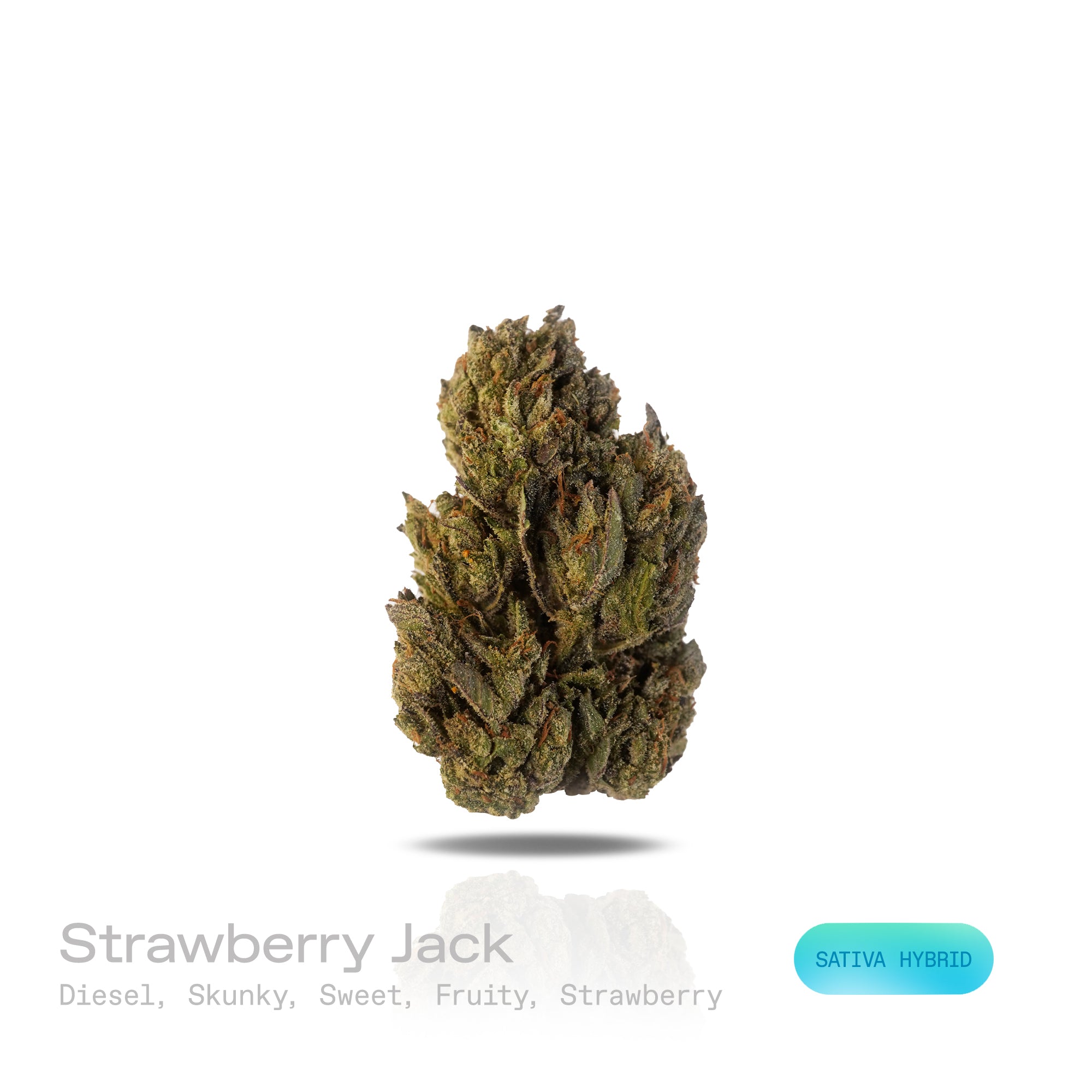 PUFFY Strawberry Jack is a sativa-dominant hybrid THCa strain, crafted from the legendary genetics of Strawberry Cough × Skunk × Jack Herer. The aroma opens with strong diesel and skunky notes, layered with a sweet, fruity essence. Hints of fresh strawberry come through on the finish, adding a bright and uplifting twist to the pungent base. Visually, the buds are chunky and dense, showing mint-green hues with fiery amber pistils and a sparkling layer of white trichomes. Consumers often report an uplifting h
