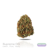 PUFFY Supreme OG is an indica-dominant hybrid THCa strain, often recognized as a standout within the OG Kush family; this strain carries the hallmark traits of its legendary lineage. The aroma bursts with zesty lemon, crisp pine, and a distinct gassy edge. Visually, the dense, grape-shaped buds display rich emerald to forest-green hues, bright orange pistils, and a frosty coating of trichomes. Consumers often report an initial burst of mental clarity and uplifted mood, sparking creativity and sociability, w