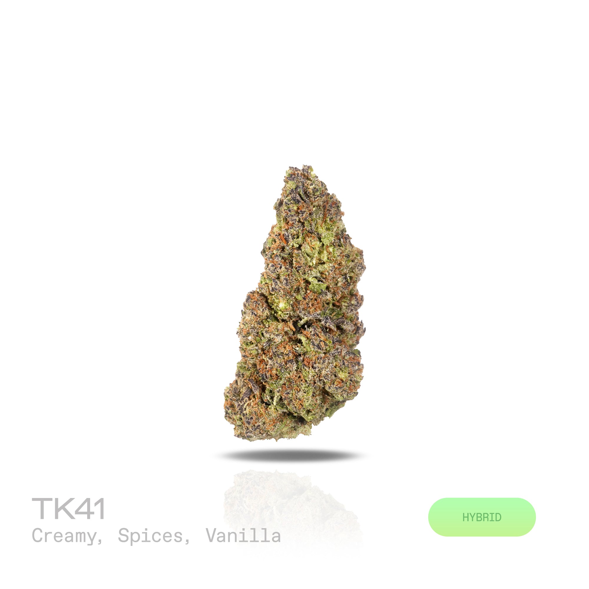 PUFFY TK41 is a balanced hybrid THCa strain, born from the renowned cross of Triangle Kush × Gelato #41. The aroma opens with a rich, creamy sweetness, layered with warm, inviting spices and a subtle hint of smooth vanilla that lingers gently in the senses. Visually, dense bright green buds with purple hues and fiery orange pistils are coated in sticky trichomes. Consumers often report a combination of tingly sensations, deep relaxation, and uplifting euphoria, describing an experience that soothes the body