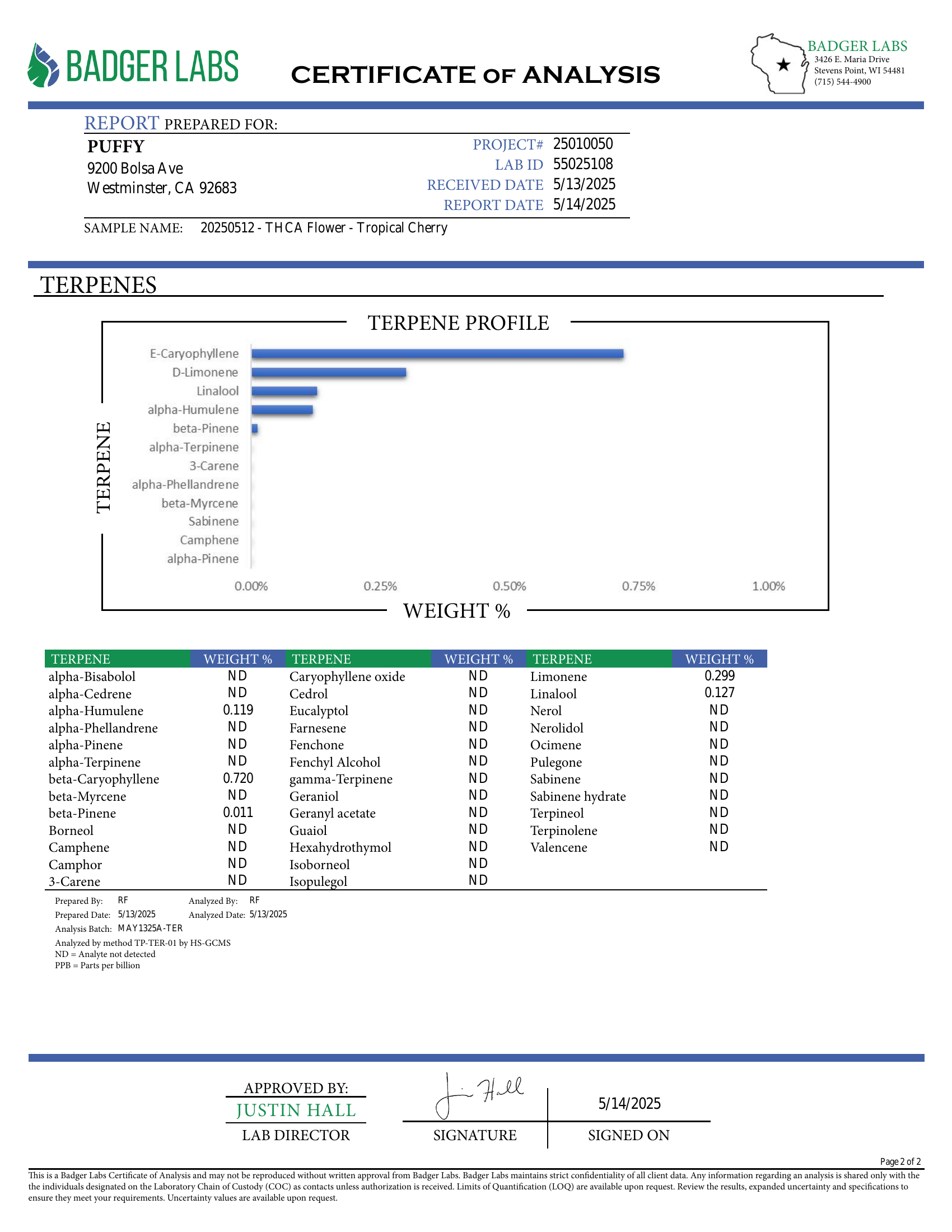 PUFFY Tropical Cherry is a sativa-dominant hybrid THCa strain, typically bred by crossing Tropicana Cookies with Cherry Cookies. The aroma bursts with sweet, fruity notes layered with juicy, tropical richness, creating an inviting and refreshing scent. Visually, the buds are dense and oversized, showcasing deep purple and green tones accented by bright orange pistils and a frosty trichome layer. Consumers often report a vibrant, uplifting high that boosts mood, sparks creativity, and enhances focus while of