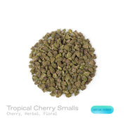 PUFFY Tropical Cherry (smalls) is a sativa-dominant hybrid THCa strain, originating from the fusion of Tropicana Cookies and Cherry Cookies. The aroma is a captivating blend of sweet cherry, fresh herbal undertones, and delicate floral hints. Visually, the buds are dense, showcasing deep purple and green tones accented by bright orange pistils and a frosty trichome layer. Consumers often report a vibrant, uplifting high that boosts mood, sparks creativity, and enhances focus while offering a smooth sense of