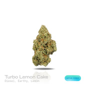 PUFFY Turbo Lemon Cake is a sativa-dominant hybrid THCa strain, carefully bred from crosses of Sour Kush, Turbo Diesel, Sour Diesel, and Harlequin. The aroma opens with bold notes of diesel, layered with earthy undertones and a bright hint of lemon, creating a truly captivating sensory experience. Visually, dense forest‑green buds with hints of purple and fiery orange pistils are generously coated in sticky, sparkling trichomes. Consumers often report an energetic, uplifting, and happy cerebral buzz that sp