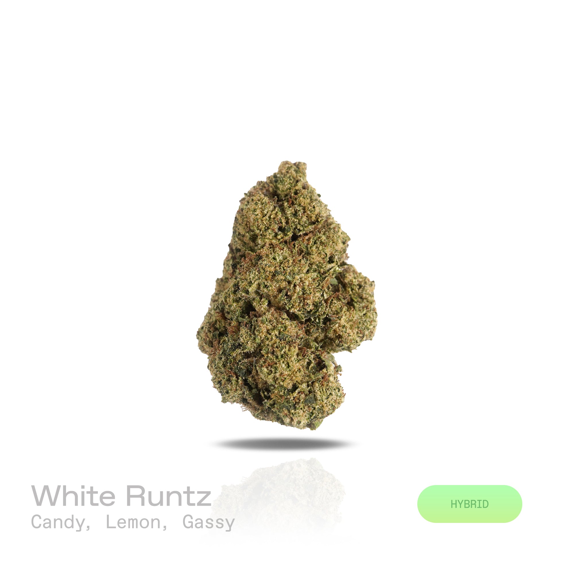 PUFFY White Runtz is a balanced hybrid THCa strain, created from a cross between Gelato and ZKZ. The aroma bursts with sweet candy notes balanced by zesty lemon and a bold gassy undertone. Visually, the buds are dense and frosty, showcasing vibrant green hues with occasional purple accents, all coated in a thick layer of white trichomes. Consumers frequently describe experiencing a euphoric and uplifting sensation, accompanied by an improved mood and a gentle, soothing sense of relaxation.

