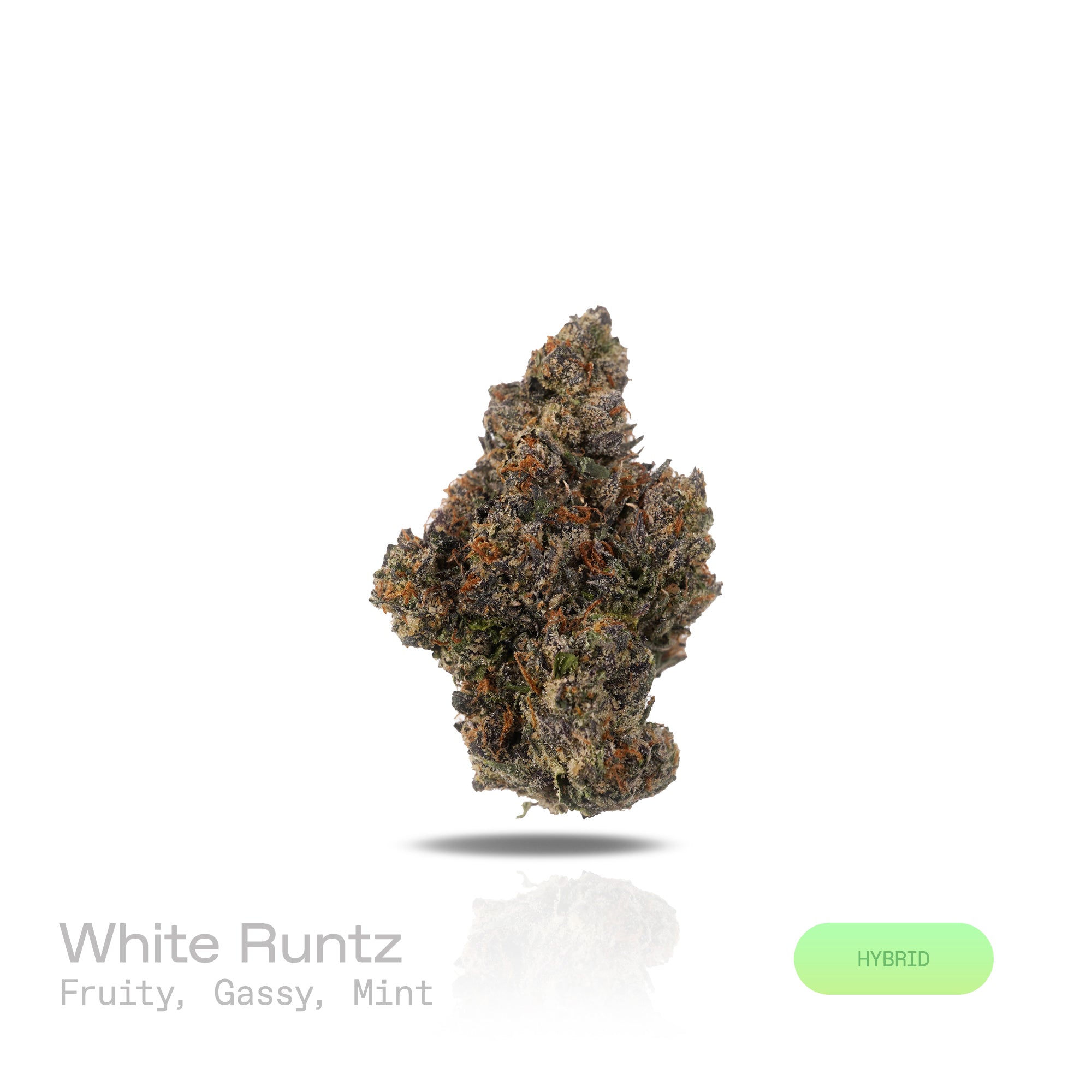PUFFY White Runtz is a balanced hybrid THCa strain, created from a cross between Gelato and ZKZ. The aroma is a vibrant mix of sweet fruitiness, pungent gassy tones, and a refreshing hint of cool mint. Visually, the buds are dense and frosty, showcasing vibrant green hues with occasional purple accents, all coated in a thick layer of white trichomes. Consumers often report feeling euphoric, uplifted, and in a better mood, with a calming and relaxing effect that doesn’t lead to heavy sedation.
