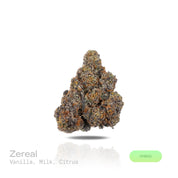 PUFFY Zereal is a well-balanced hybrid THCa strain born from the flavorful cross of Cereal Milk and ZKZ. The aroma is a delightful blend of sweet vanilla, creamy milk, and bright citrus notes, creating a rich and inviting scent experience. Visually, the buds are dense and vibrant, displaying rich green and deep purple hues, accented by bright orange pistils and a sparkling coat of trichomes. Consumers often report fast-acting effects that start with an immediate cerebral uplift, followed by waves of euphori