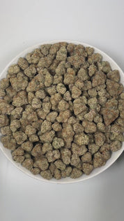 PUFFY Lemon Pastries is a sativa-dominant hybrid THCa strain, born from the flavorful cross of Jet Fuel Gelato and Oreoz. The aroma bursts with bright, zesty lemon notes layered over a pungent, gassy undertone. Visually, the buds are dense, with deep green and purple hues, fiery orange hairs, and a sparkling coat of trichomes. Consumers often report a smooth, balanced high that combines a euphoric mental lift with a calming body buzz, easing stress and tension while keeping the mind clear and creatively eng