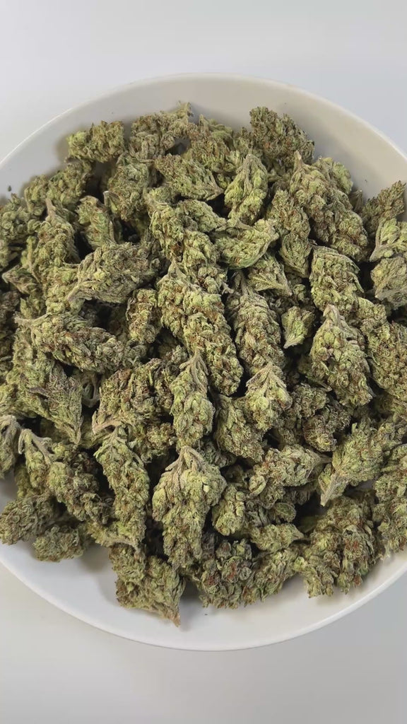 PUFFY Do-Si-Do is an indica-dominant hybrid THCa strain, born from the legendary cross of Girl Scout Cookies (GSC) × Face Off OG. A bold aroma that opens with sharp gassy notes, layered with a sweet candy-like undertone and finished with a distinct chemical edge, creating a pungent yet intriguing profile. Visually striking, with dense medium buds in deep green and purple tones, accented by bright orange pistils and a frosty coat of milky-white trichomes. Consumers often report a calming body high with uplif