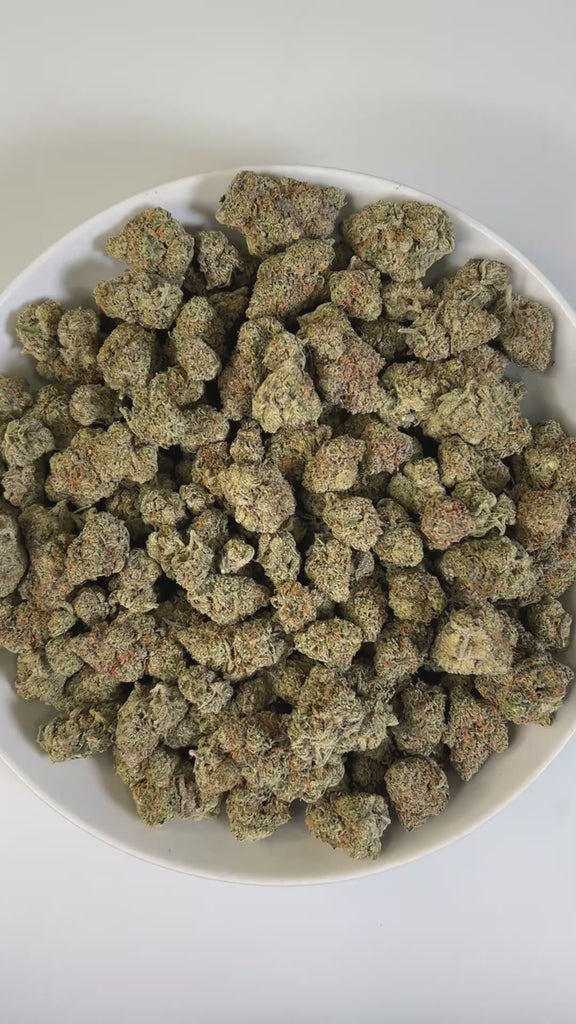 PUFFY Canal Street Runtz is a balanced hybrid THCa strain, expertly crafted from the cross of Pre-64 Runtz and THC Bomb. The aroma blends sharp diesel and pungent fuel notes with a sweet tropical twist, creating a bold yet exotic profile. Visually, the buds show deep green and purple hues, fiery orange pistils, and a glittering trichome. Consumers often report a euphoric, energizing high that boosts creativity and focus while also promoting relaxation and stress relief.
