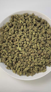 PUFFY Lemon Cherry Gelato (smalls) is an indica-dominant  hybrid THCa strain, expertly crafted from a potent cross between Sunset Sherbet and Girl Scout Cookies. The aroma blends sharp, tangy notes of diesel with bright citrusy hints of lemon and subtle, sweet undertones of cherry, creating a bold and intriguing fragrance. Visually, buds are dense and frosty, featuring deep green and purple hues with bright orange pistils and a thick coating of sparkling trichomes. Consumers often report an initial wave of 