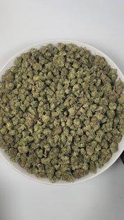 PUFFY Hash Burger (smalls) is an indica-dominant hybrid THCa strain, born from the masterful cross between Han Solo Hash Plant × Double Burger. The aroma is a savory mix of sharp onion, smooth creamy notes, and a hint of spicy pepper, creating a rich and intriguing scent. Visually, dense forest-green buds with purple hues and fiery orange pistils are coated in sticky trichomes. Consumers often report an experience that begins with a euphoric cerebral rush, gradually easing into deep body relaxation that del