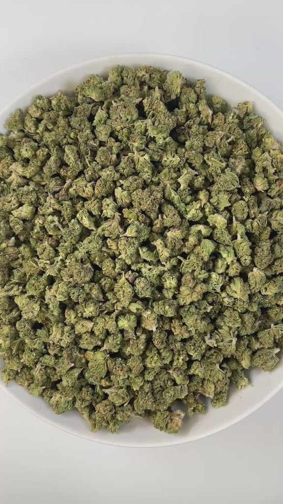 PUFFY Beach Cake (smalls) is a balanced hybrid THCa strain, born from the flavorful cross of Triangle Kush × Florida Cake. The aroma is sweet and creamy, offering a smooth, dessert-like richness that’s both inviting and indulgent. Visually, the buds are dense and deep green, accented by bright orange pistils and a frosty trichome coating. Consumers often describe an energizing and euphoric experience that sparks sociability, heightens mood, and leaves a tingling, uplifting sensation.
