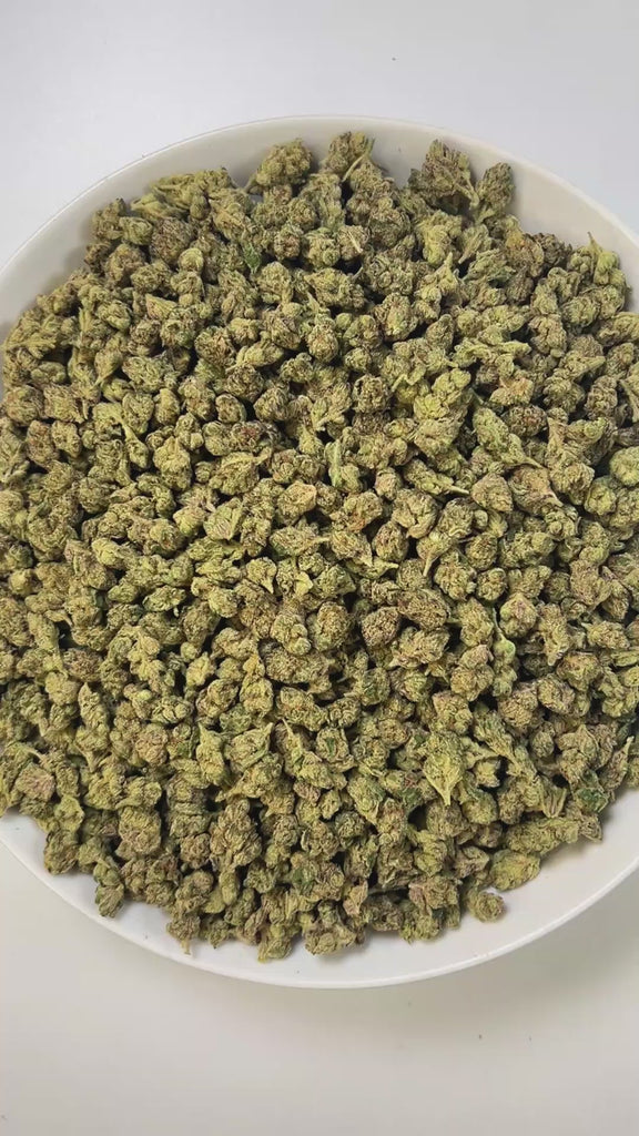 PUFFY Gelato 33 (smalls) is a hybrid THCa  strain, expertly crafted by crossing the legendary Sunset Sherbet and Thin Mint GSC. The aroma blends sweet tropical fruit with candy-like notes, rounded out by a bold hint of gas. Visually, the buds are compact and chunky, with dark green to purple hues, vibrant orange pistils, and a frosty trichome coat. Consumers often report fast-acting, uplifting effects that bring mental clarity, elevated mood, stress relief, and a natural ease that enhances creativity and so