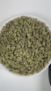 PUFFY Lemon Cherry Gelato (smalls) is an indica-dominant  hybrid THCa strain, expertly crafted from a potent cross between Sunset Sherbet and Girl Scout Cookies. The aroma is a vibrant blend of zesty citrus, sweet undertones, and a pungent, gassy edge. Visually, buds are dense and frosty, featuring deep green and purple hues with bright orange pistils and a thick coating of sparkling trichomes. Consumers often report an initial wave of uplifted, happy euphoria, followed by a soothing body relaxation accompa