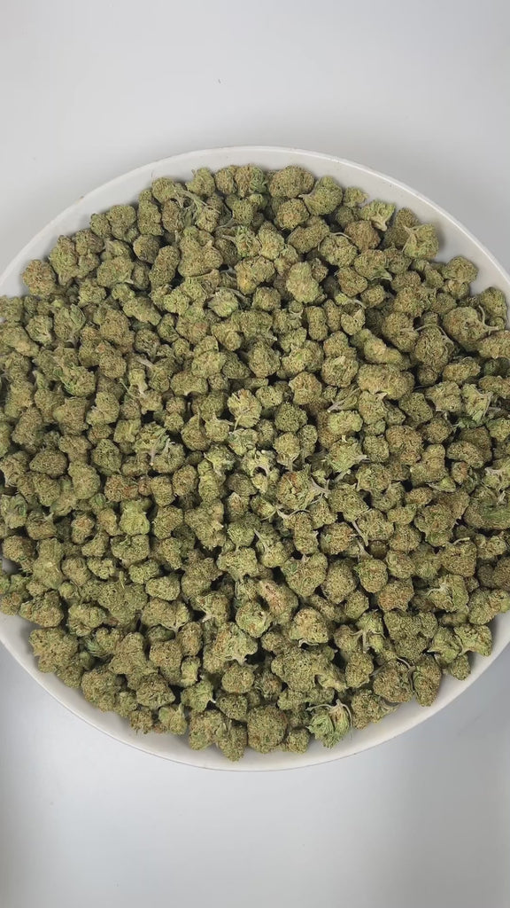 PUFFY Truffle Butter (smalls) is an Indica-dominant hybrid THCa strain, born from the flavorful cross of Gelato and Chocolate Kush. The aroma unfolds in a vibrant mix of fruity notes balanced by deep coffee richness and a gentle nutty twist. Visually, the buds are dense and striking, showcasing a deep forest-green base with vibrant purple hues, bright orange pistils, and a sparkling coating of trichomes. Consumers often report an initial burst of euphoria and uplifted mood, gradually giving way to deep phys