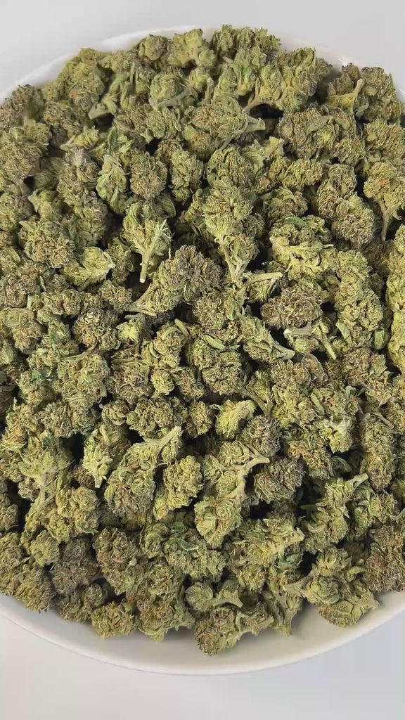 PUFFY Bacio Gelato is a premium balanced hybrid THCa strain born from the legendary cross of Sunset Sherbert and Thin Mint Girl Scout Cookies. The aroma is a rich blend of fruity sweetness and creamy smoothness, brightened by a refreshing citrus twist. Visually, buds are dense and chunky, with forest green and purple tones, fiery orange pistils, and a frosty trichome coating. Consumers describe it as gentle yet uplifting, providing clear-headed calm and a subtle mood boost that eases tension while keeping y
