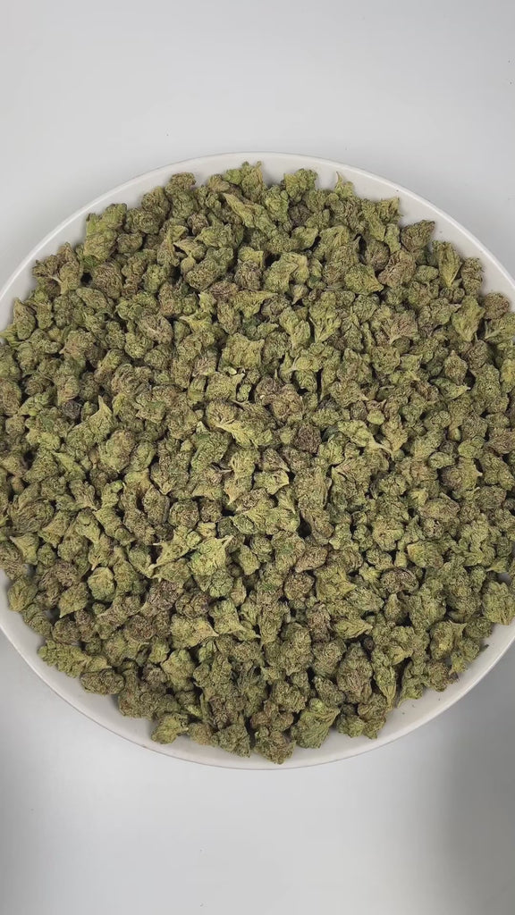 PUFFY Russian Creme (smalls) is an Indica-dominant hybrid THCa strain, created from a cross between White Widow × AK-47. The aroma entices with sweet, creamy notes complemented by a warm, woody undertone. Visually, the dense buds display rich forest-green with hints of purple, bright orange pistils, and a sparkling layer of trichomes. Consumers frequently experience a lively rush of euphoria and mental clarity that sparks creativity, gradually melting into a soothing, tingling wave of full-body relaxation.