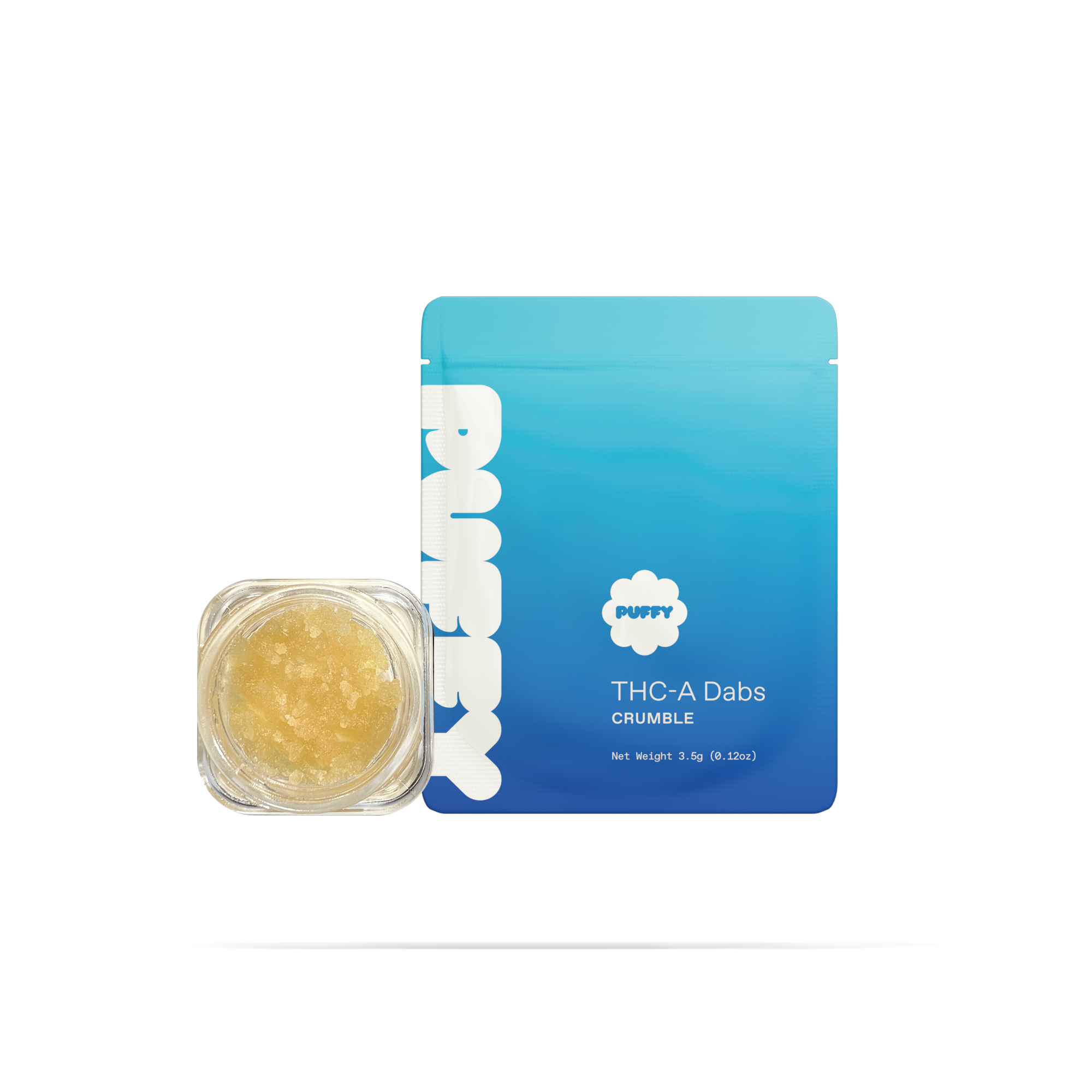 PUFFY Crumble: Extract crumble using butane or liquefied petroleum gas. This type of concentrate is extremely potent, and the crumb-like consistency makes it easy to dose.