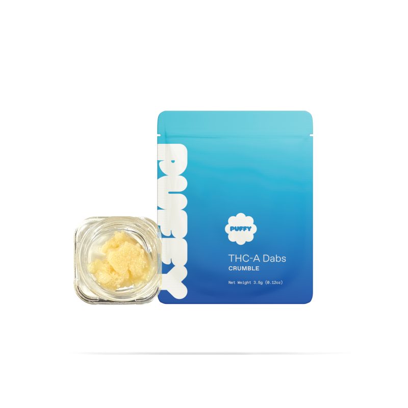 PUFFY THCa Crumble Lemon Cherry Gelato: Extract crumble using butane or liquefied petroleum gas. This type of concentrate is extremely potent, and the crumb-like consistency makes it easy to dose.